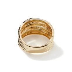 Women John Hardy Statement^Bamboo Band Ring, Gold, Diamonds, Wide