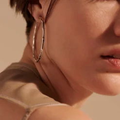 Women John Hardy Hoops^Bamboo Hoop Earring, Sterling Silver, Large