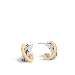 Women John Hardy Hoops^Bamboo J Hoop Earring, Gold, Sterling Silver