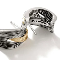 Women John Hardy Hoops^Bamboo J Hoop Earring, Gold, Sterling Silver