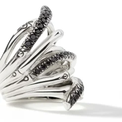 Women John Hardy Statement^Bamboo Ring, Silver, Pave, Wide