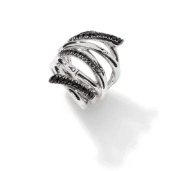 Women John Hardy Statement^Bamboo Ring, Silver, Pave, Wide