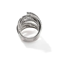 Women John Hardy Statement^Bamboo Ring, Silver, Pave, Wide