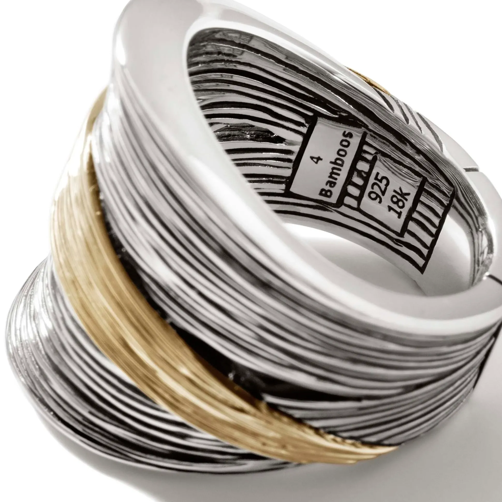Women John Hardy Statement^Bamboo Saddle Ring, Gold, Sterling Silver