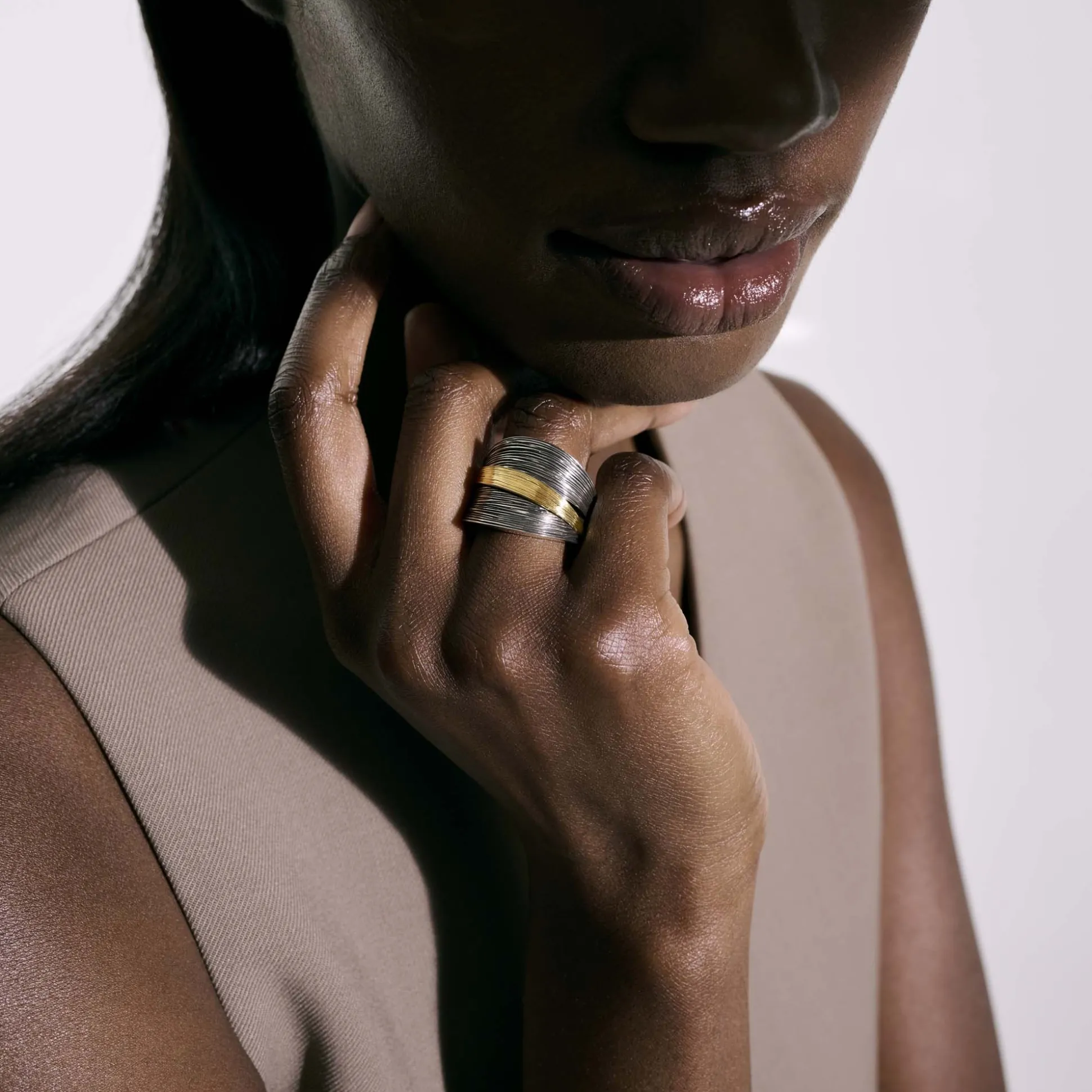 Women John Hardy Statement^Bamboo Saddle Ring, Gold, Sterling Silver