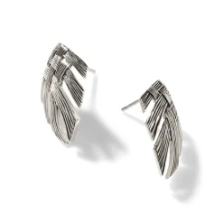 Women John Hardy Statement^Bamboo Woven Earring, Sterling Silver