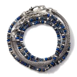 Men John Hardy Beads^Beaded Multi Wrap, Sterling Silver, Gemstones