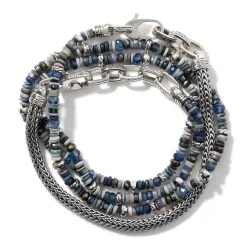 Men John Hardy Beads^Beaded Multi Wrap, Sterling Silver, Gemstones