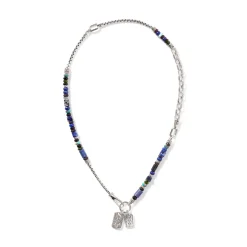 Men John Hardy Beads^Beaded Tag Necklace, Silver, Gemstones