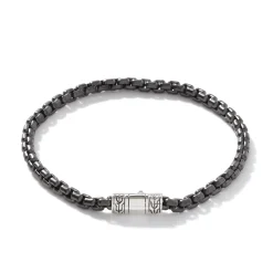 Men John Hardy Chains^Box Chain Bracelet, Dark Silver, 4Mm
