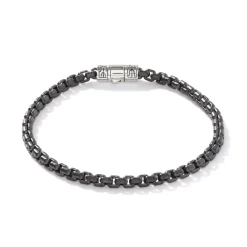 Men John Hardy Chains^Box Chain Bracelet, Dark Silver, 4Mm