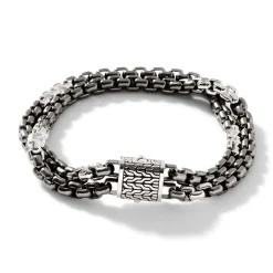 Men John Hardy Chains^Box Chain Bracelet, Dark Silver, 9.5Mm