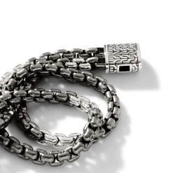 Men John Hardy Chains^Box Chain Bracelet, Dark Silver, 9.5Mm