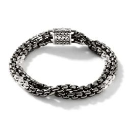 Men John Hardy Chains^Box Chain Bracelet, Dark Silver, 9.5Mm