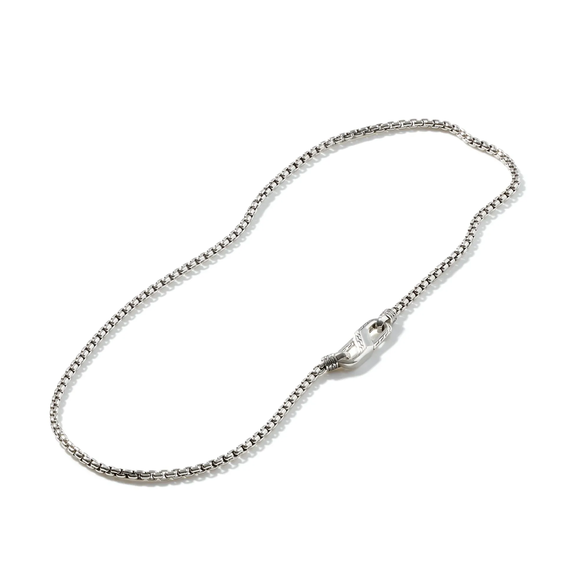 Men John Hardy Chains^Box Chain Carabiner Necklace, Silver, 4Mm