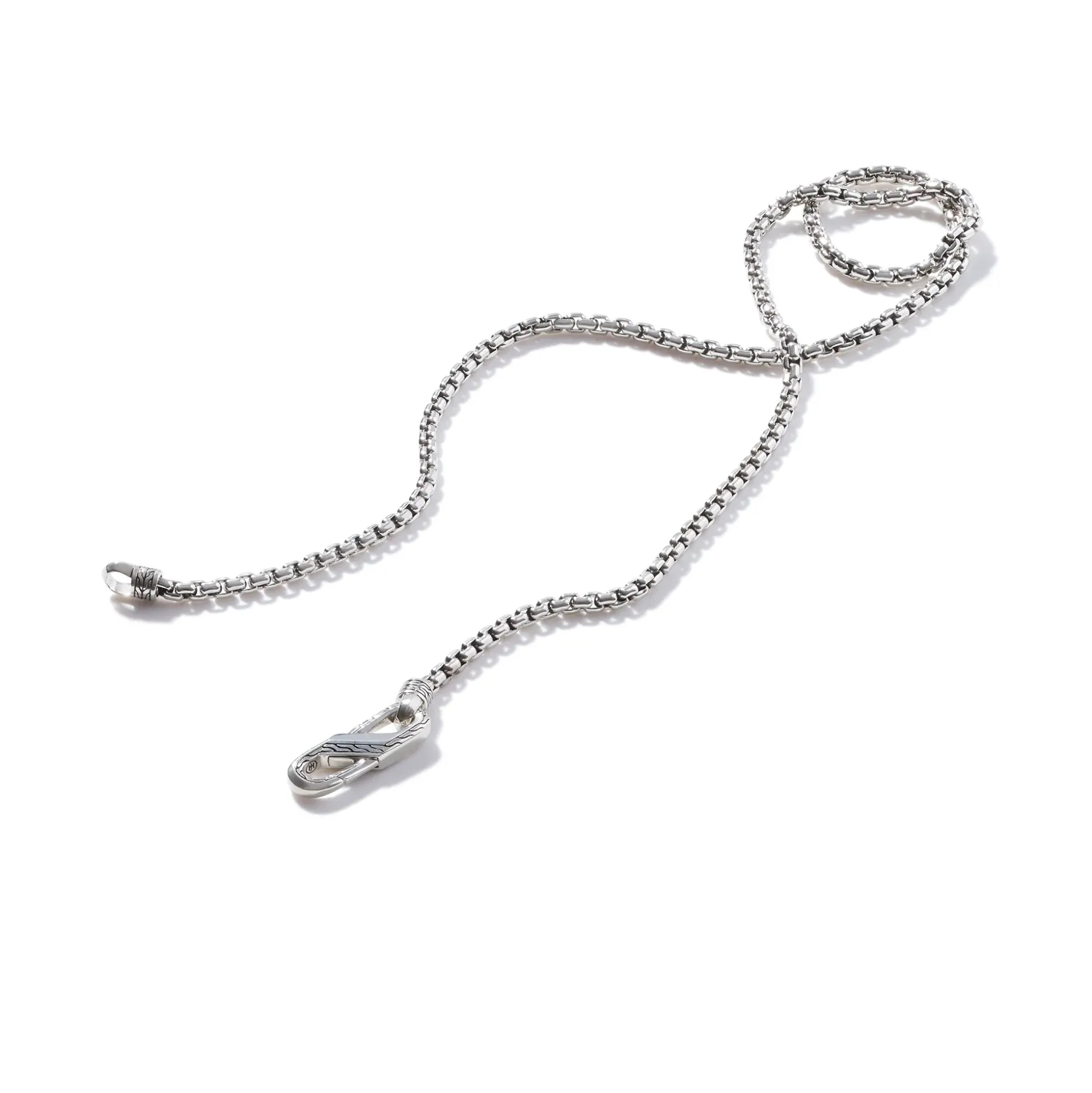 Men John Hardy Chains^Box Chain Carabiner Necklace, Silver, 4Mm