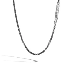 Men John Hardy Chains^Box Chain Necklace, Dark Silver, 4Mm