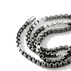 Men John Hardy Chains^Box Chain Necklace, Dark Silver, 4.8Mm