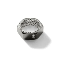 Men John Hardy Bands^Carved Chain Band Ring, Silver, Dark Silver
