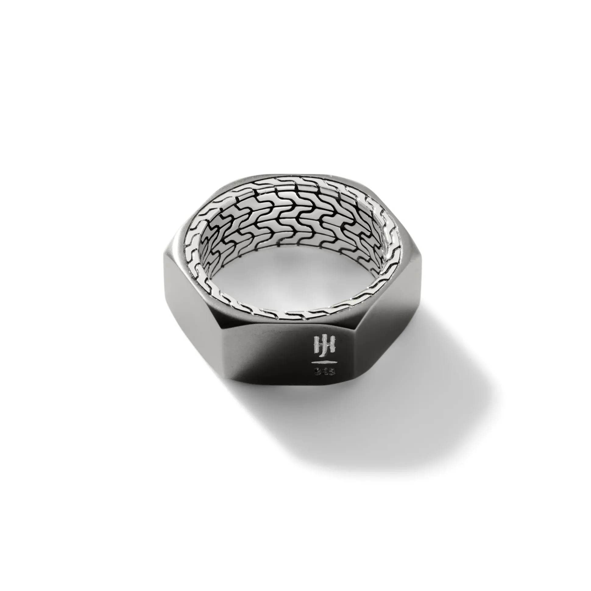 Men John Hardy Bands^Carved Chain Band Ring, Silver, Dark Silver