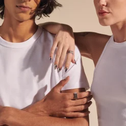 Men John Hardy Bands^Carved Chain Band Ring, Silver, Dark Silver