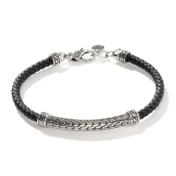 Men John Hardy Chains^Carved Chain Bracelet, Silver, Leather