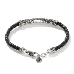 Men John Hardy Chains^Carved Chain Bracelet, Silver, Leather