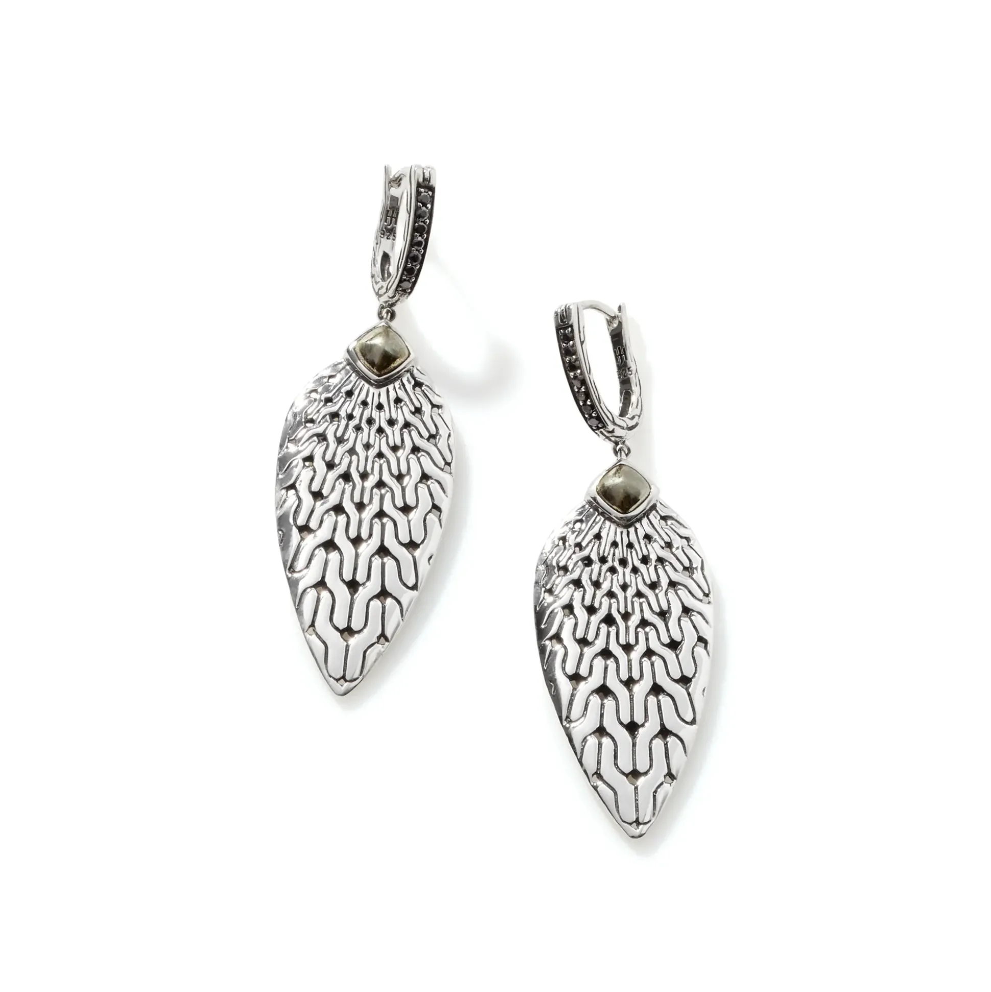 Women John Hardy Statement^Carved Chain Drop Earring, Silver, Pave