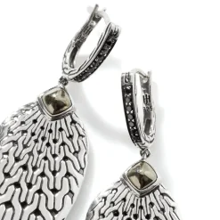 Women John Hardy Statement^Carved Chain Drop Earring, Silver, Pave