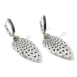 Women John Hardy Statement^Carved Chain Drop Earring, Silver, Pave