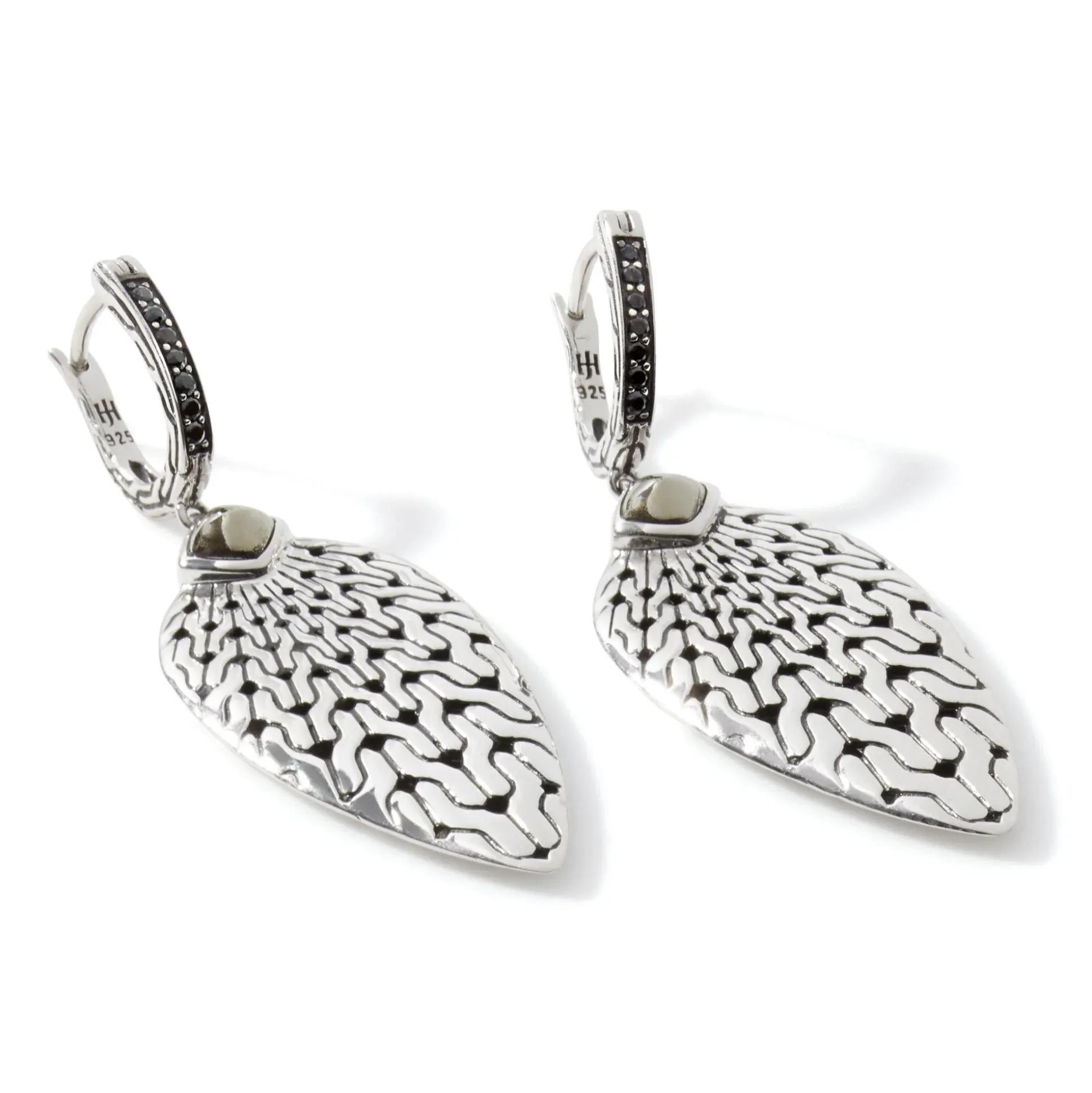 Women John Hardy Statement^Carved Chain Drop Earring, Silver, Pave