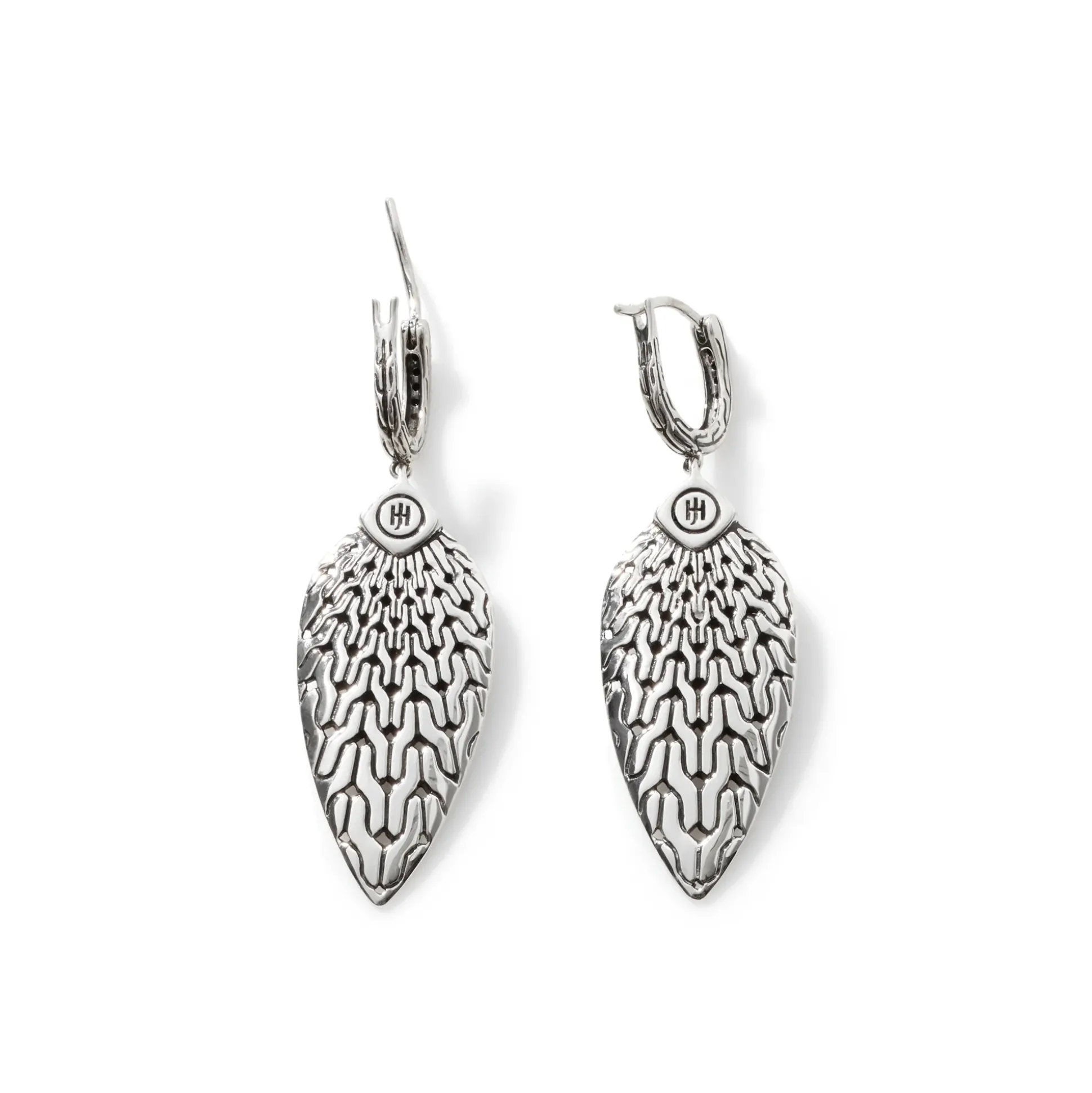 Women John Hardy Statement^Carved Chain Drop Earring, Silver, Pave