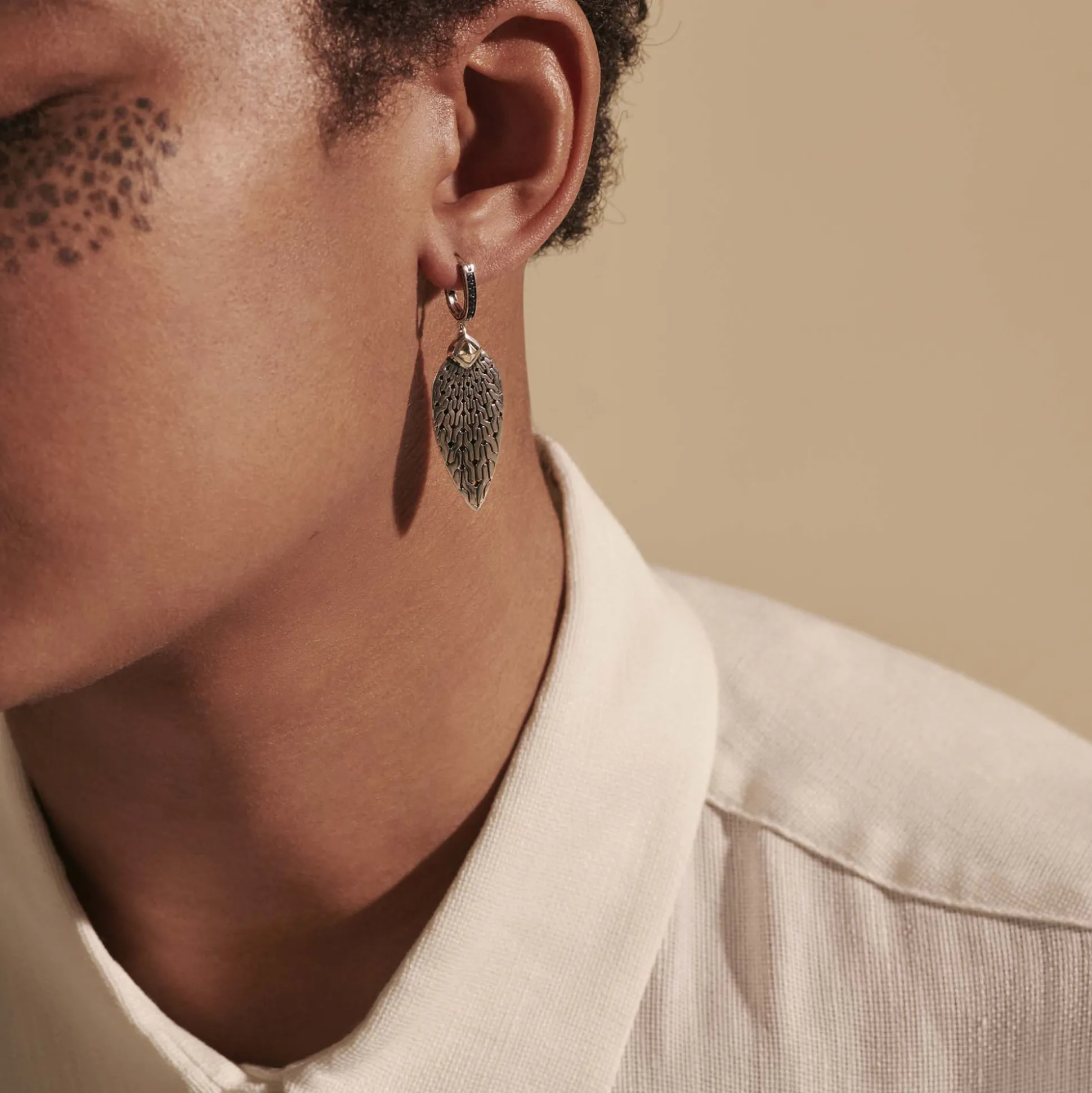 Women John Hardy Statement^Carved Chain Drop Earring, Silver, Pave