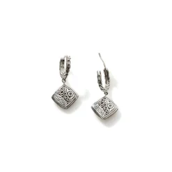 Women John Hardy Statement^Carved Chain Drop Earring, Silver, Pave