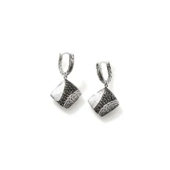 Women John Hardy Statement^Carved Chain Drop Earring, Silver, Pave
