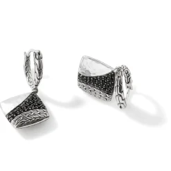 Women John Hardy Statement^Carved Chain Drop Earring, Silver, Pave