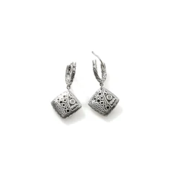 Women John Hardy Statement^Carved Chain Drop Earring, Silver, Pave