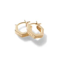 Women John Hardy Hoops^Carved Chain Geo Hoop Earring, Gold
