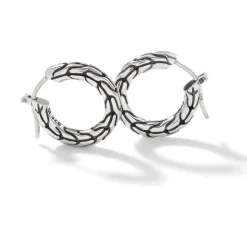 Women John Hardy Hoops^Carved Chain Hoop Earring, Silver, Small