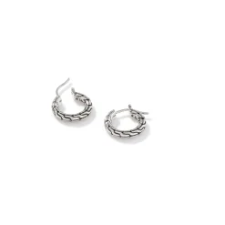 Women John Hardy Hoops^Carved Chain Hoop Earring, Silver, Small