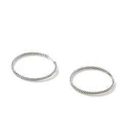 Women John Hardy Hoops^Carved Chain Hoop Earring, Silver, Large
