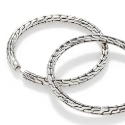 Women John Hardy Hoops^Carved Chain Hoop Earring, Sterling Silver