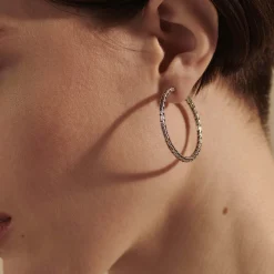 Women John Hardy Hoops^Carved Chain Hoop Earring, Sterling Silver