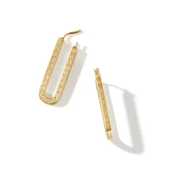 Women John Hardy Hoops^Carved Chain Hoop Earring, Silver, Pave