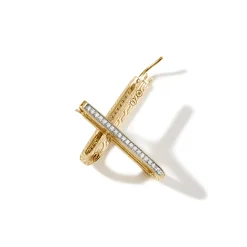 Women John Hardy Hoops^Carved Chain Hoop Earring, Silver, Pave