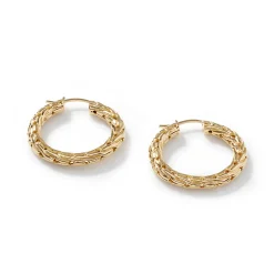 Women John Hardy Hoops^Carved Chain Hoop Earring, Gold, Small