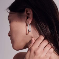 Women John Hardy Hoops^Carved Chain Hoop Earring, Gold, Diamonds