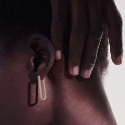 Women John Hardy Hoops^Carved Chain Hoop Earring, Gold, Diamonds