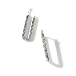 Women John Hardy Hoops^Carved Chain Hoop Earring, Gold, Diamonds