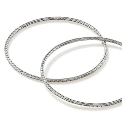 Women John Hardy Hoops^Carved Chain Hoop Earring, Silver, X Large
